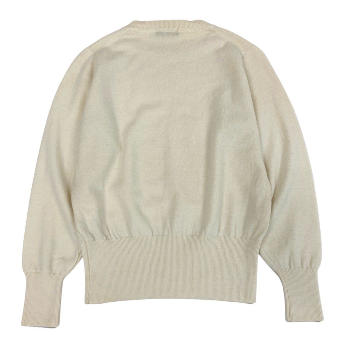 Saint Laurent Cassandra Logo Embroidery Vintage Knit Sweater Off White Wool — view 2