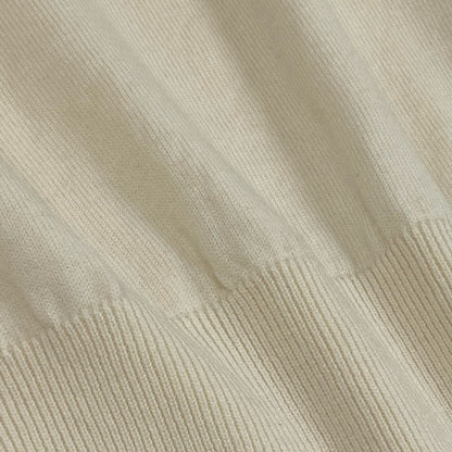 Saint Laurent Cassandra Logo Embroidery Vintage Knit Sweater Off White Wool — view 6