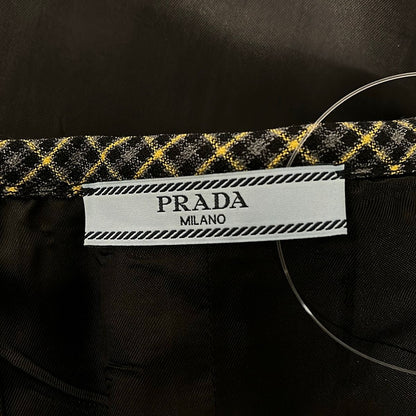 Prada Skirt S Gray Yellow Multi Knee-Length Plaid Pattern — view 3