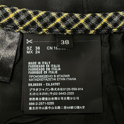Prada Skirt S Gray Yellow Multi Knee-Length Plaid Pattern — view 5