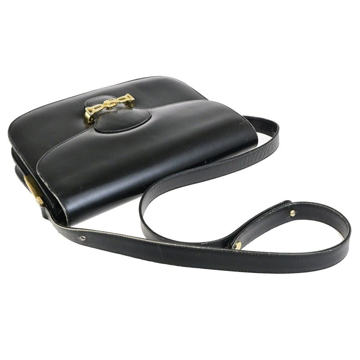 Celine Carriage Shoulder Bag Black Gold Leather — view 4