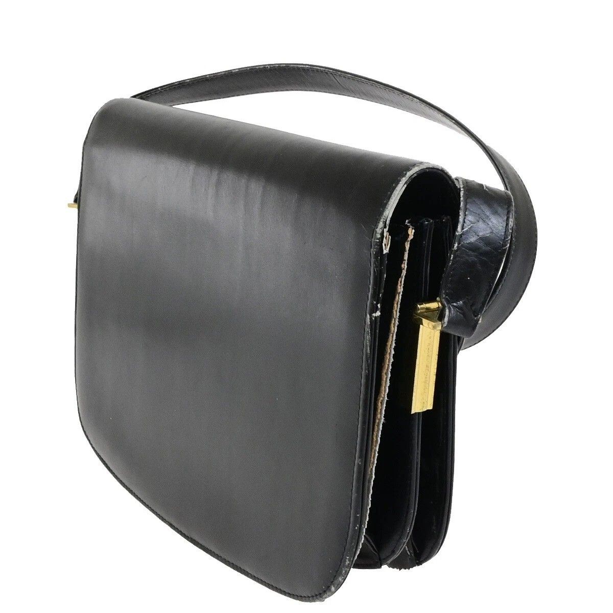 Celine Carriage Shoulder Bag Black Gold Leather — view 3