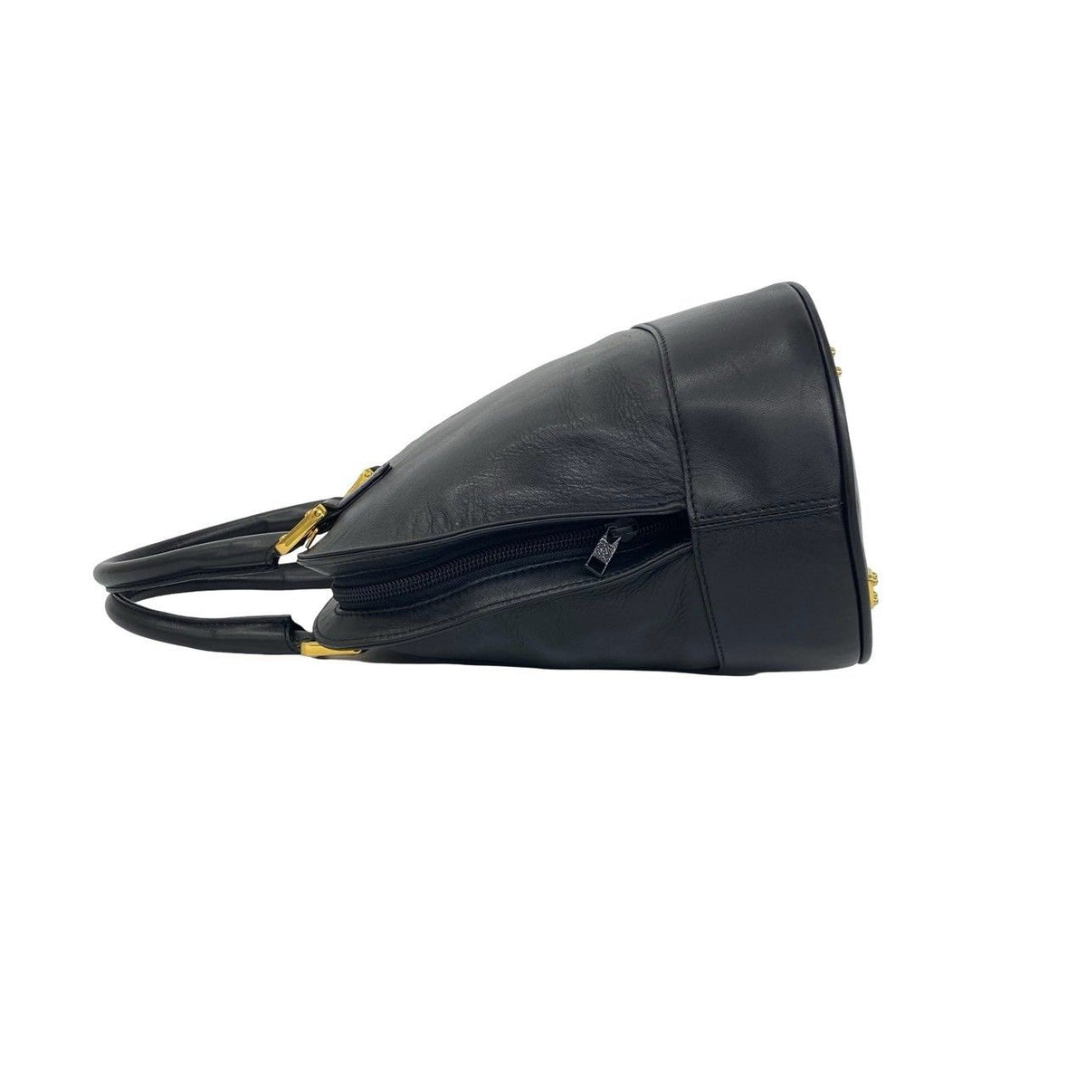 Loewe Vintage Anagram Logo Leather Round Zip Mini Boston Bag Black — view 5