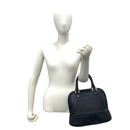 Loewe Vintage Anagram Logo Leather Round Zip Mini Boston Bag Black — view 2