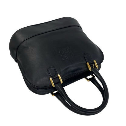 Loewe Vintage Anagram Logo Leather Round Zip Mini Boston Bag Black — view 4