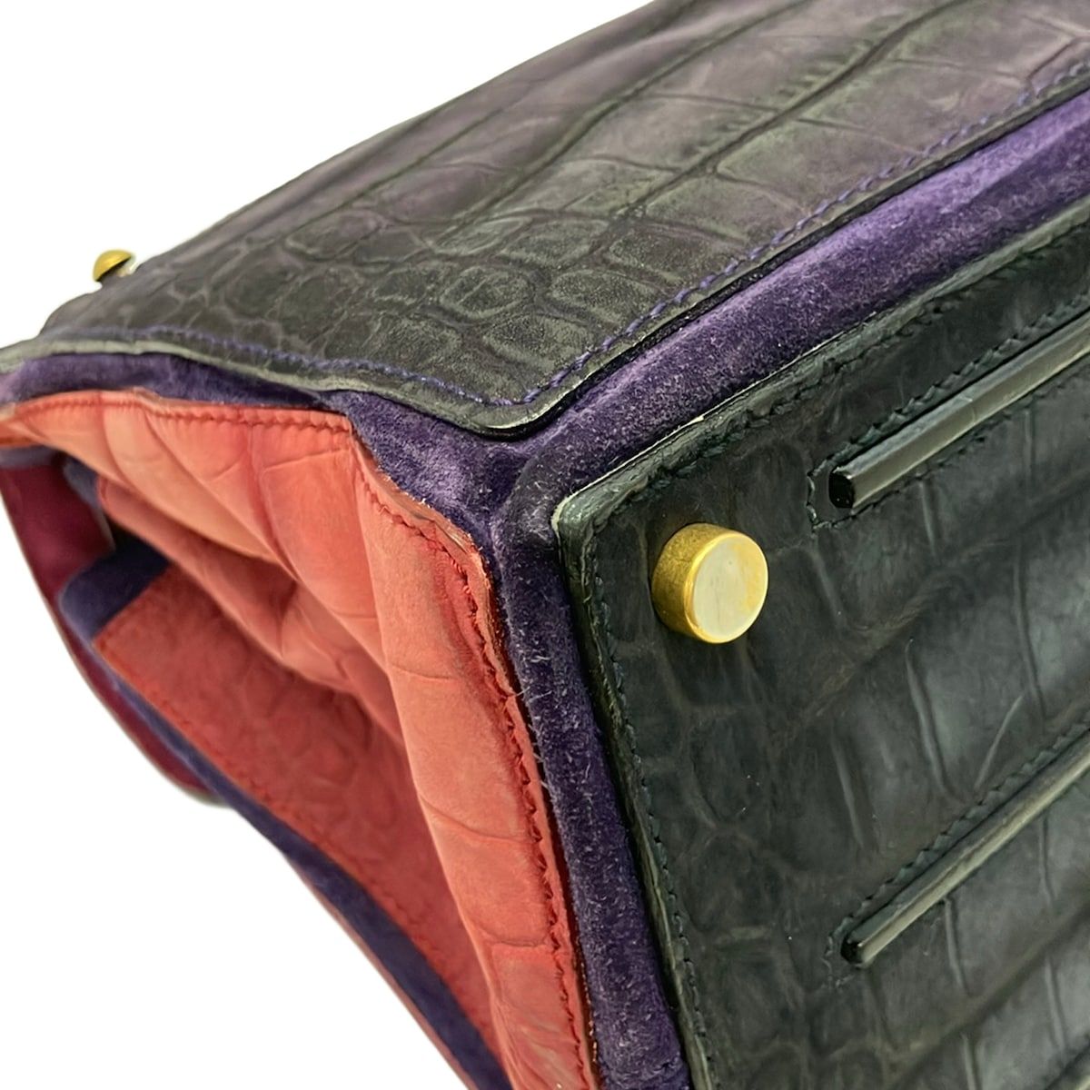 Saint Laurent Rive Gauche Handbag Muse Two Purple Light Multi Embossed — view 6