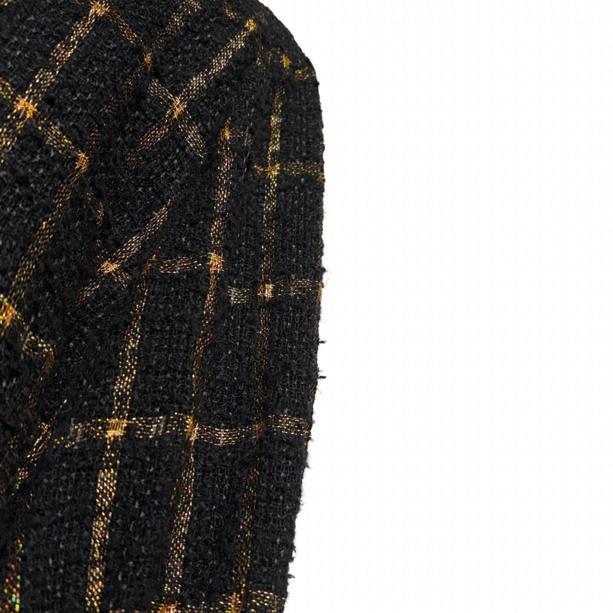 Chanel Coco Buttons Tweed Jacket Black Gold Cotton 40 — view 5