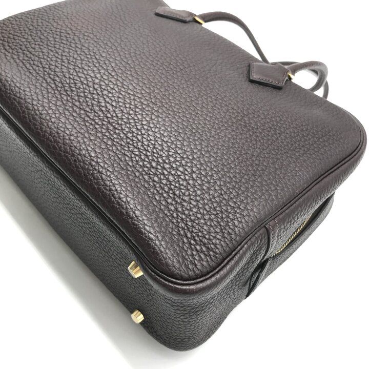 Hermes Plume 32 Fjord Gold Hand Bag Chocolat Bag — view 5