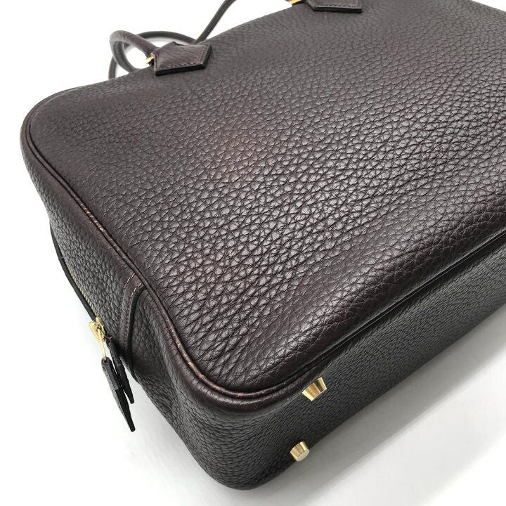 Hermes Plume 32 Fjord Gold Hand Bag Chocolat Bag — view 6