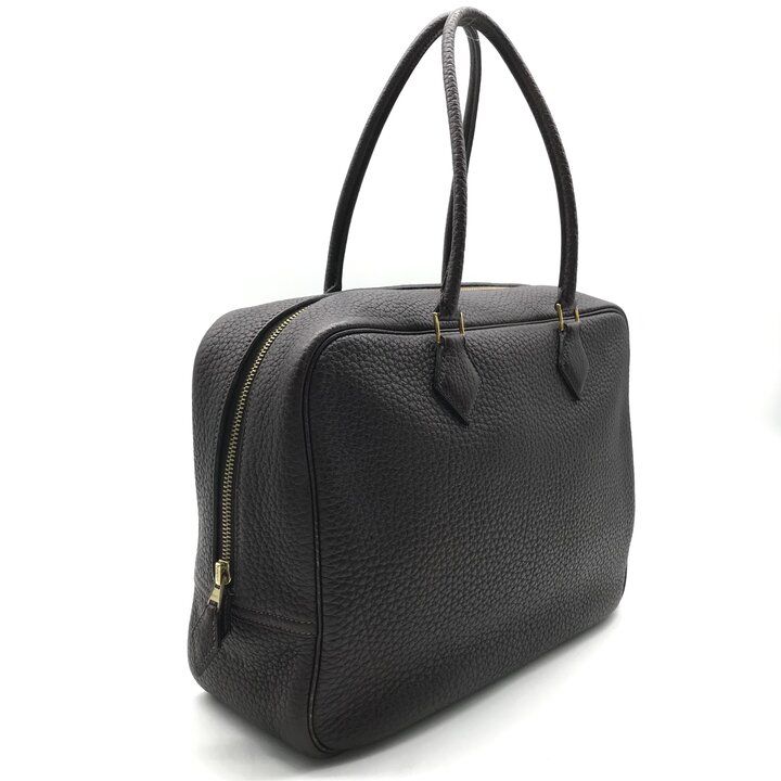 Hermes Plume 32 Fjord Gold Hand Bag Chocolat Bag — view 2