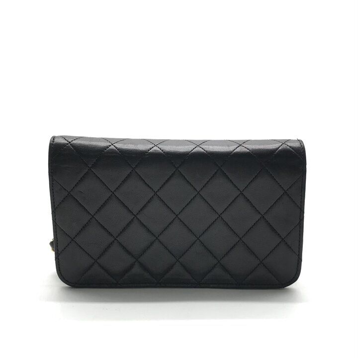 Chanel CC Logo Mini Quilted Chain Shoulder Bag Black Push Lock Lambskin — view 2