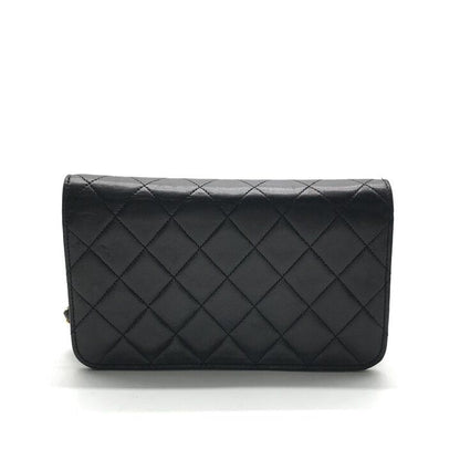 Chanel CC Logo Mini Quilted Chain Shoulder Bag Black Push Lock Lambskin — view 2