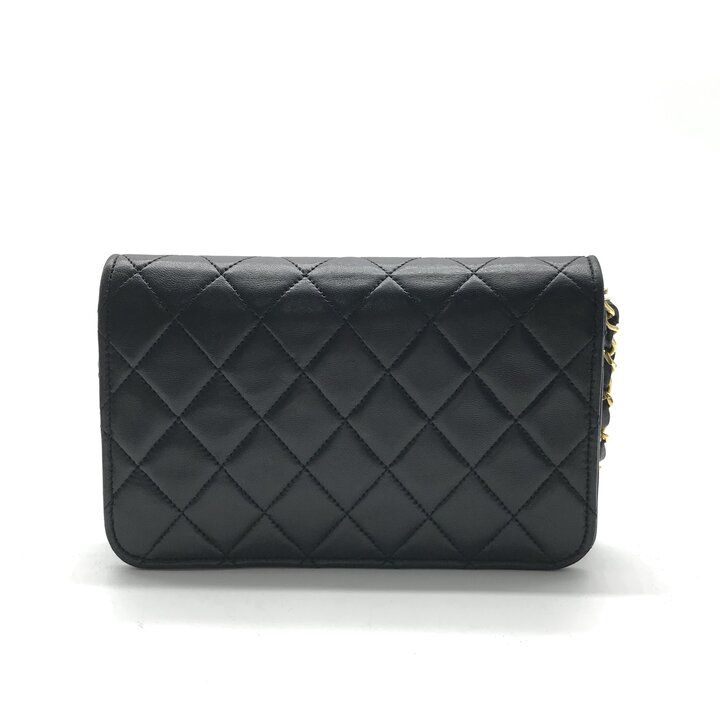 Chanel CC Logo Mini Quilted Chain Shoulder Bag Black Push Lock Lambskin — view 2