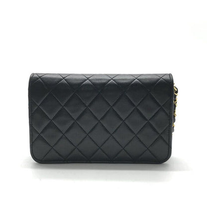Chanel CC Logo Mini Quilted Chain Shoulder Bag Black Push Lock Lambskin — view 2