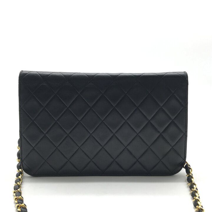 Chanel CC Logo Quilted Push Lock Lambskin Leather Chain Shoulder Bag Black — view 3