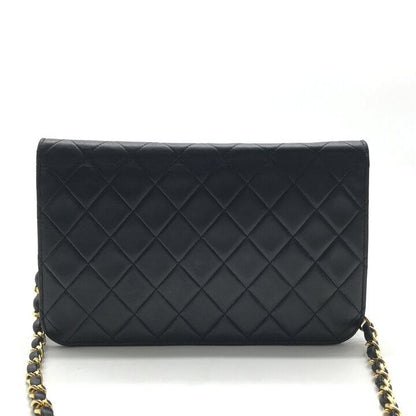 Chanel CC Logo Quilted Push Lock Lambskin Leather Chain Shoulder Bag Black — view 3