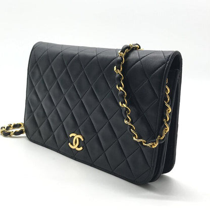 Chanel CC Logo Quilted Push Lock Lambskin Leather Chain Shoulder Bag Black — view 2
