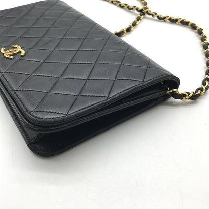 Chanel CC Logo Quilted Push Lock Lambskin Leather Chain Shoulder Bag Black — view 6