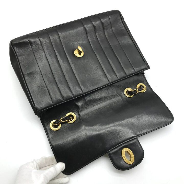 Chanel Big CC Logo Mademoiselle Chain Shoulder Bag Black — view 7