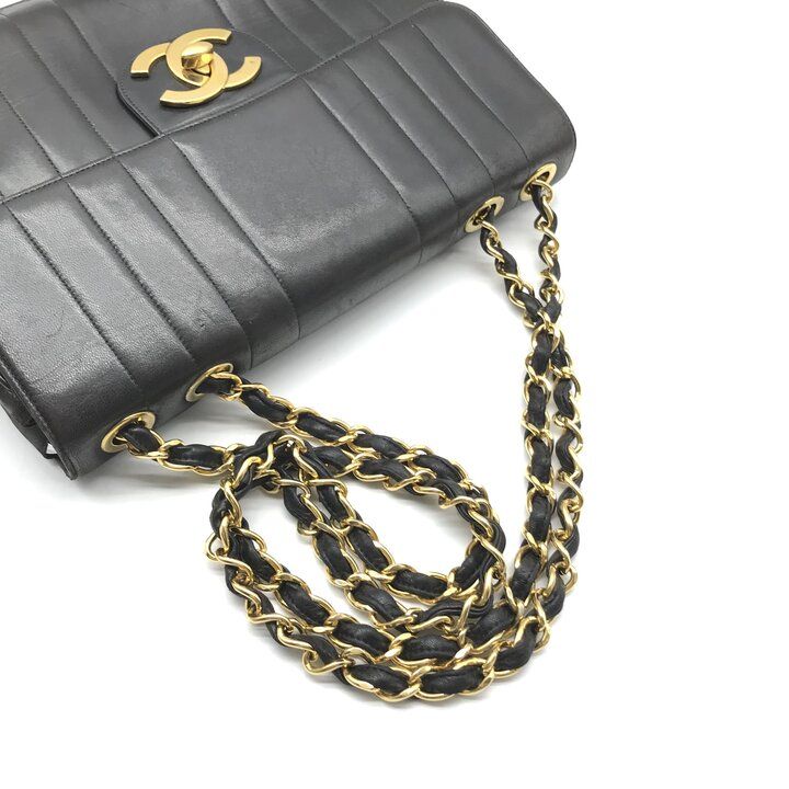 Chanel Big CC Logo Mademoiselle Chain Shoulder Bag Black — view 6