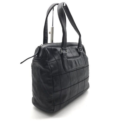 Chanel Choco Bar Leather Boston Hand Bag Shoulder Black Silver Bag — view 2