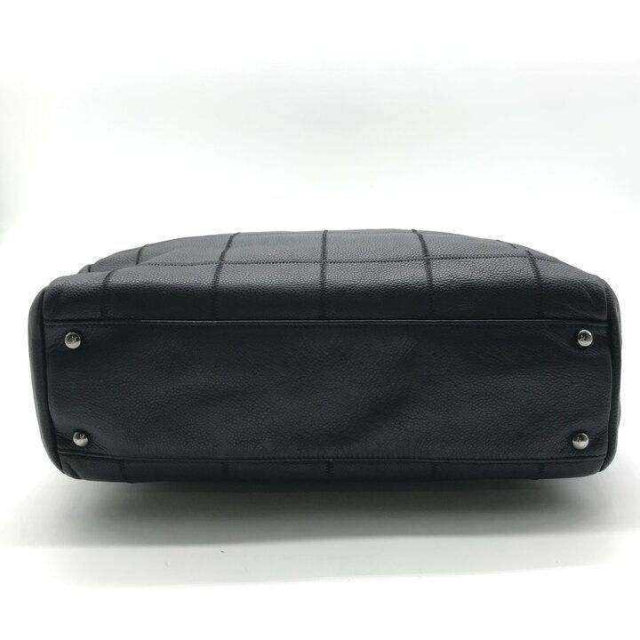 Chanel Choco Bar Leather Boston Hand Bag Shoulder Black Silver Bag — view 4