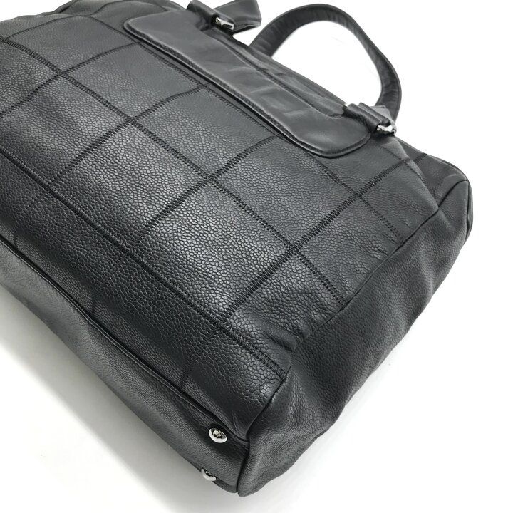 Chanel Choco Bar Leather Boston Hand Bag Shoulder Black Silver Bag — view 5