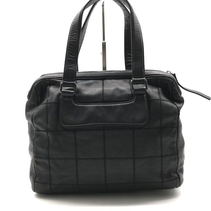 Chanel Choco Bar Leather Boston Hand Bag Shoulder Black Silver Bag — view 3