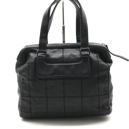Chanel Choco Bar Leather Boston Hand Bag Shoulder Black Silver Bag — view 3