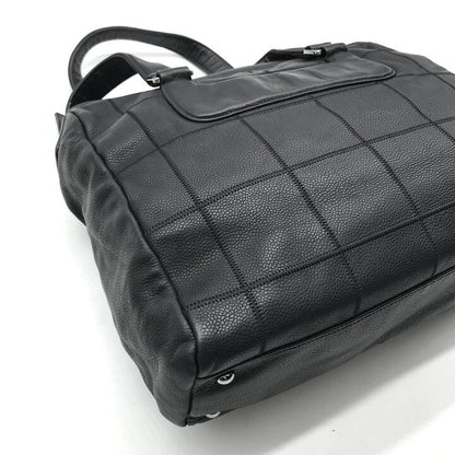 Chanel Choco Bar Leather Boston Hand Bag Shoulder Black Silver Bag — view 6