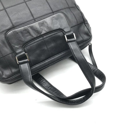 Chanel Choco Bar Leather Boston Hand Bag Shoulder Black Silver Bag — view 7