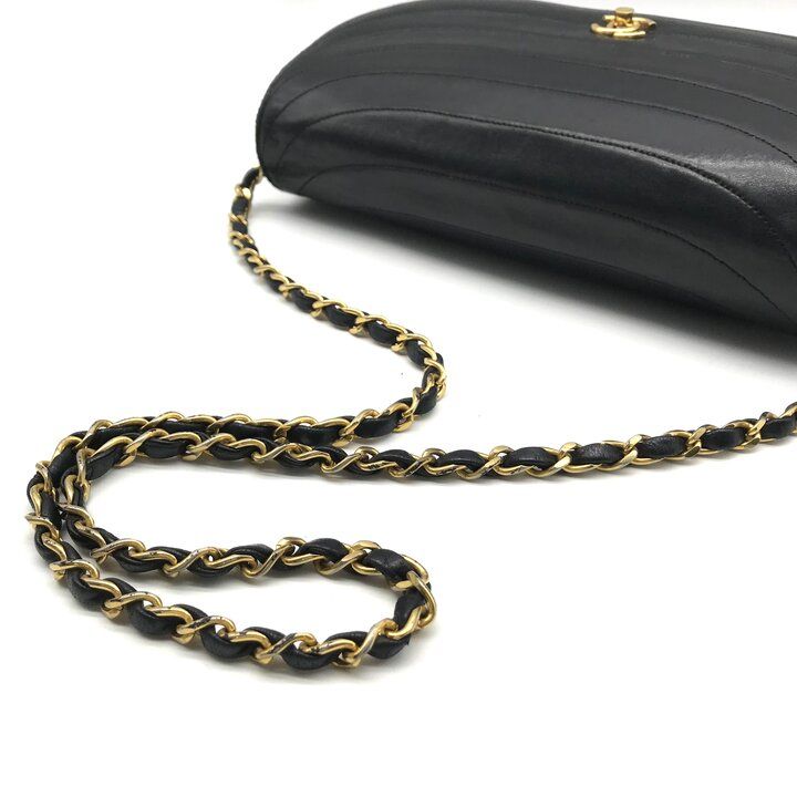 Chanel CC Logo Half Moon Turnlock Leather Chain Shoulder Bag Black — view 6
