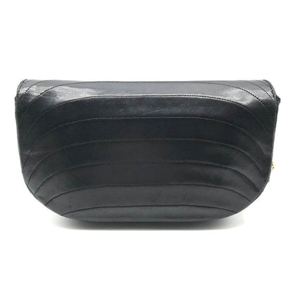 Chanel CC Logo Half Moon Turnlock Leather Chain Shoulder Bag Black — view 2