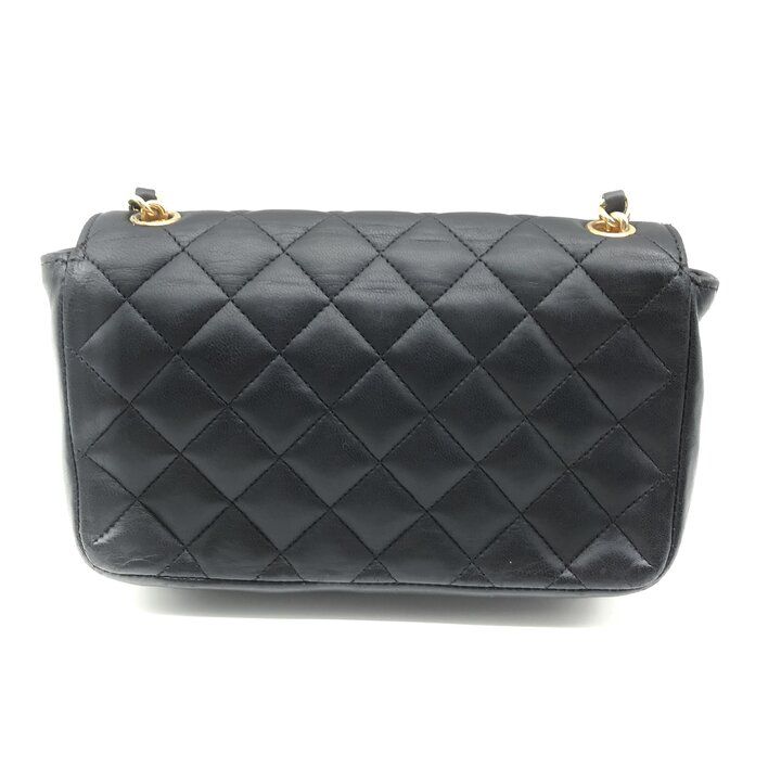 Chanel CC Logo Mini Quilted Turnlock Leather Chain Shoulder Bag Black — view 3