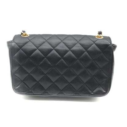 Chanel CC Logo Mini Quilted Turnlock Leather Chain Shoulder Bag Black — view 3
