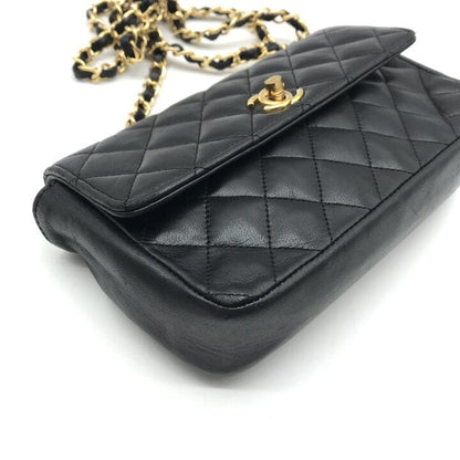 Chanel CC Logo Mini Quilted Turnlock Leather Chain Shoulder Bag Black — view 5