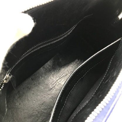 Balenciaga Croco Embossed Leather Logo Ville Top Handle 2-Way Bag Navy — view 7