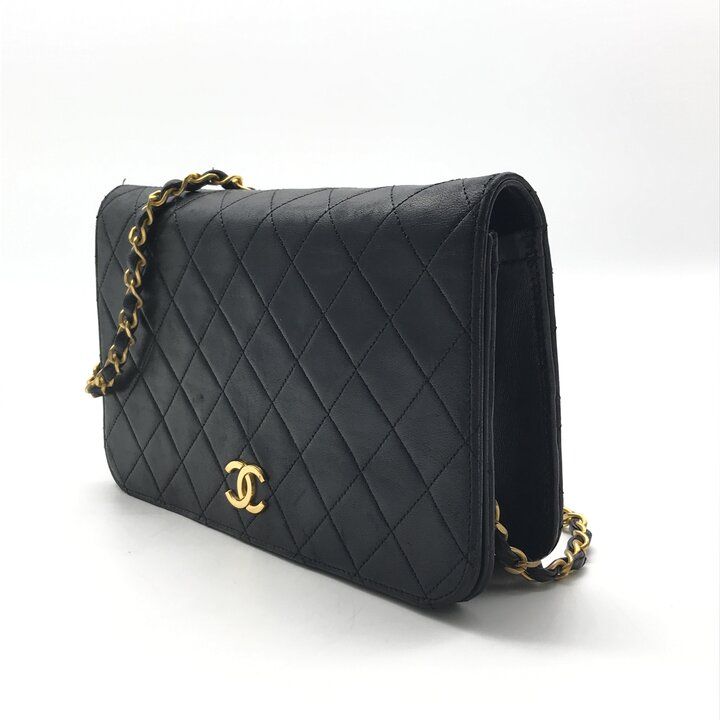 Chanel CC Logo Quilted Push Lock Leather Chain Shoulder Bag Black — view 2