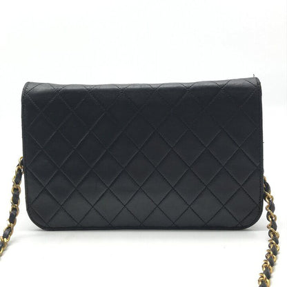 Chanel CC Logo Quilted Push Lock Leather Chain Shoulder Bag Black — view 3