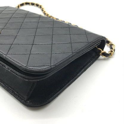 Chanel CC Logo Quilted Push Lock Leather Chain Shoulder Bag Black — view 6