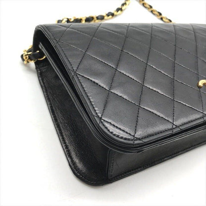 Chanel CC Logo Quilted Push Lock Lambskin Leather Chain Shoulder Bag Black — view 6