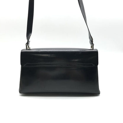 Gucci Shoulder Bag Crossbody Leather Black Metal Plate Simple — view 3