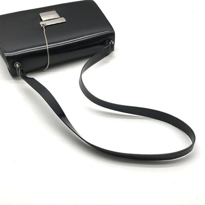 Gucci Shoulder Bag Crossbody Leather Black Metal Plate Simple — view 7