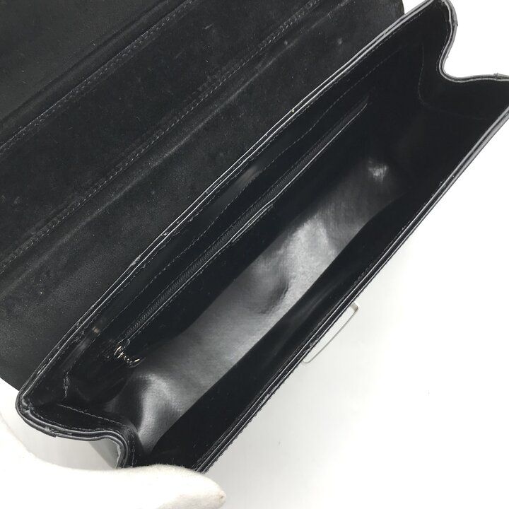 Gucci Shoulder Bag Crossbody Leather Black Metal Plate Simple — view 8