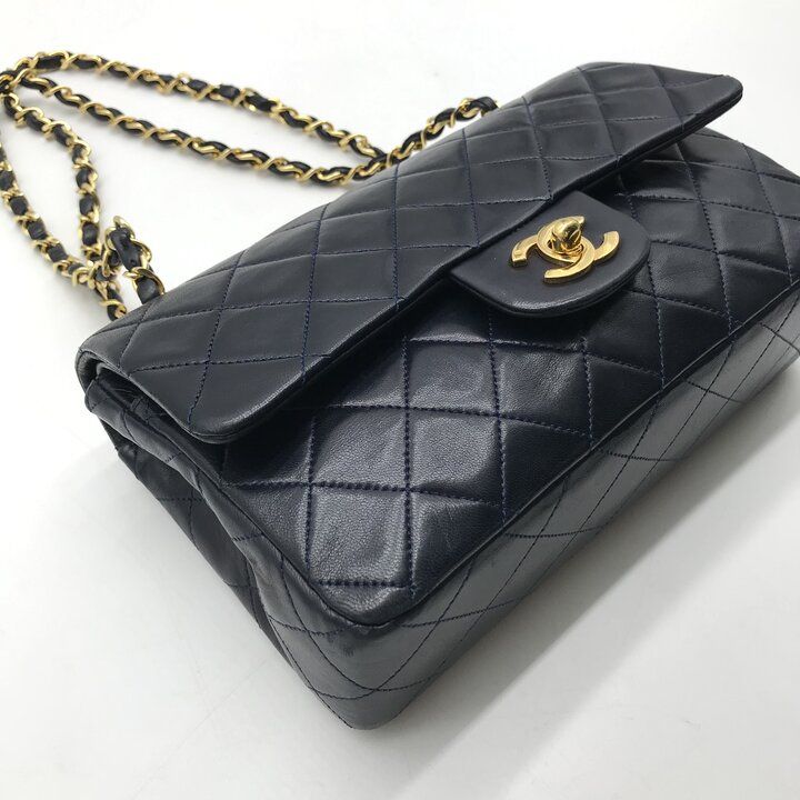 Chanel CC Logo Quilted 23 Double Flap Chain Shoulder Navy Bag — view 5