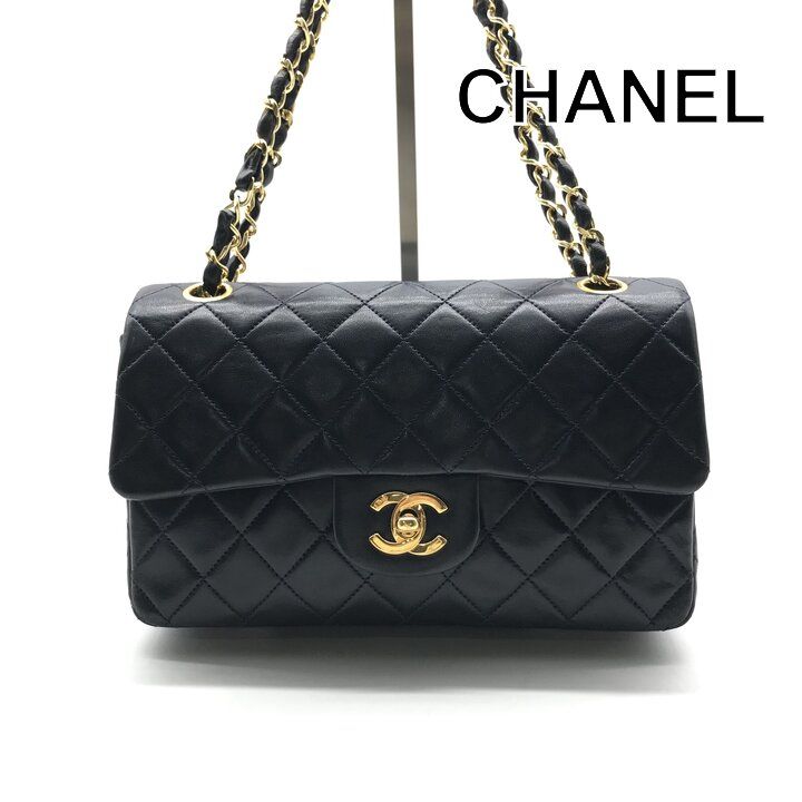 Chanel CC Logo Quilted 23 Double Flap Chain Shoulder Navy Bag