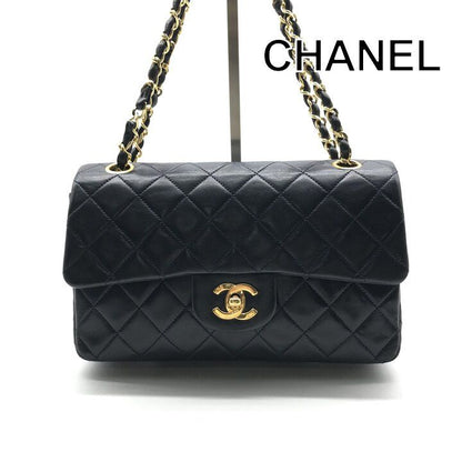 Chanel CC Logo Quilted 23 Double Flap Chain Shoulder Navy Bag