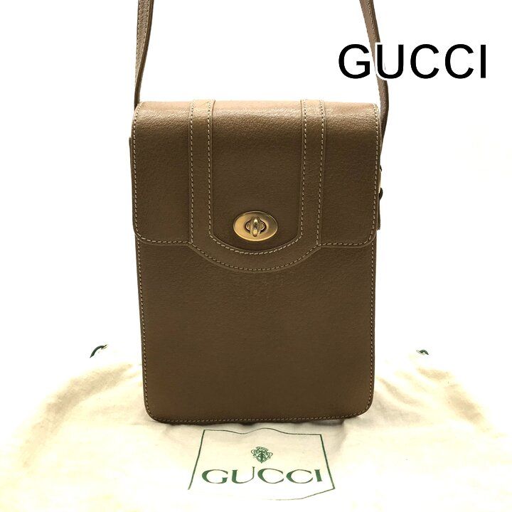 Gucci Vintage Leather Shoulder Bag Crossbody Brown