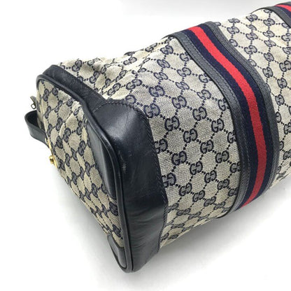 Gucci GG Canvas Leather Sherry Hand Boston Bag Navy — view 5