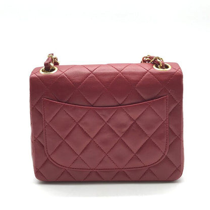 Chanel CC Logo Mini Quilted Chain Shoulder Bag Lambskin Red Turnlock — view 3